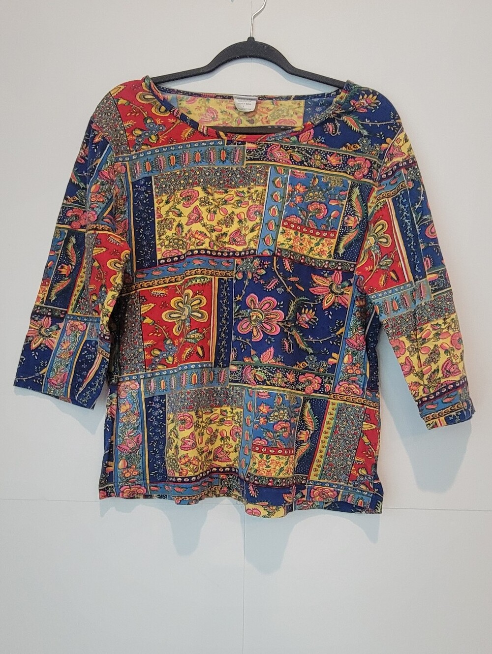 American Sweetheart Vintage Patchwork Floral Boho Top L